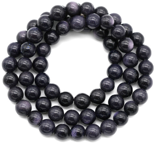 Approx. 15” Strand 6mm Man-Made Blue Goldstone Round Beads (Outer Space)