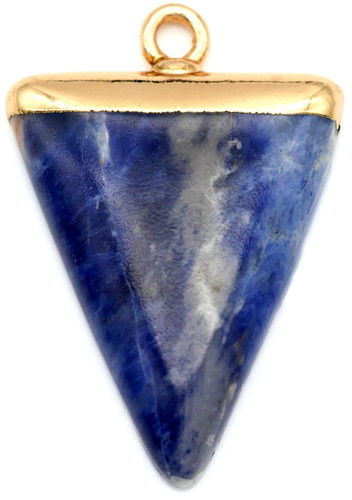 Approx. 30mm Sodalite Triangle Pendant w/Gold Accents