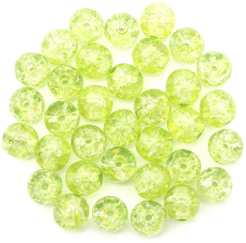 10-Gram Bag (About 30pcs) 6mm Czech Pressed Glass Druk Round Beads, Crackled Peridot