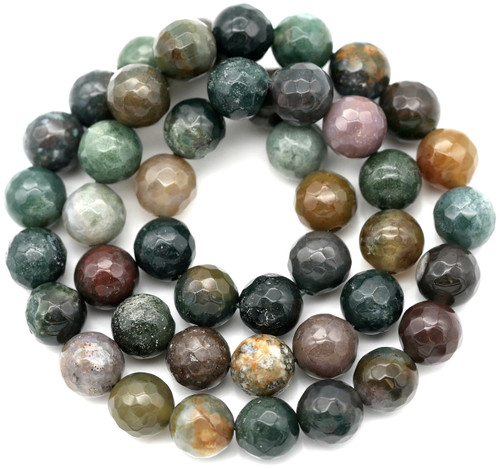 Approx. 14.5" Strand 8mm Fancy Jasper Faceted Round Beads