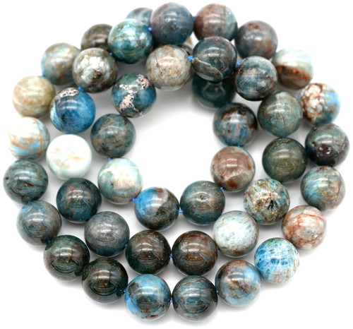 Approx. 15" Strand 8mm Blue-Brown Apatite Round Beads