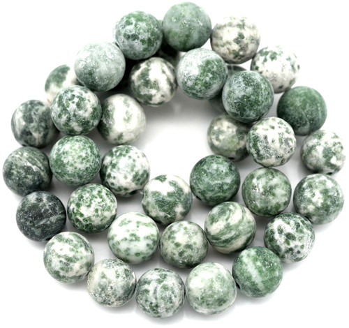 Approx. 14" Strand 10mm Matte Green Tree Agate Round Beads