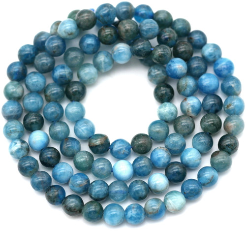 Approx. 15" Strand 4mm Blue Apatite Round Beads