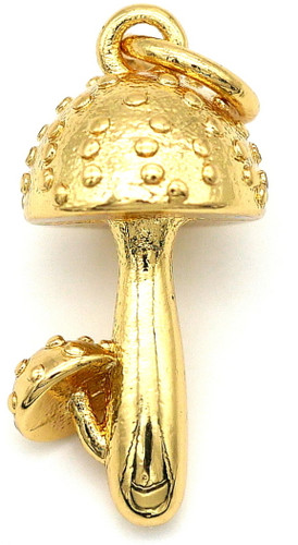 16.5x8mm Brass Mushroom Charm, Gold 