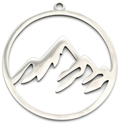 27.5x25mm Stainless Steel Laser-Cut Mountain Pendant