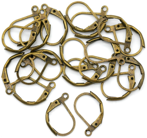 20pc 15x10mm Nickel-Free Brass Leverback Earwires, Antique Bronze