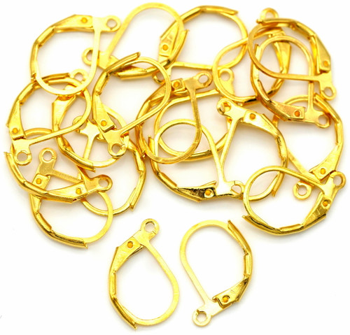 20pc 15x10mm Nickel-Free Brass Leverback Earwires, Gold