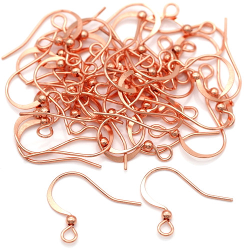 40pc 17x20mm Brass French Hook Earwires, Rose Gold