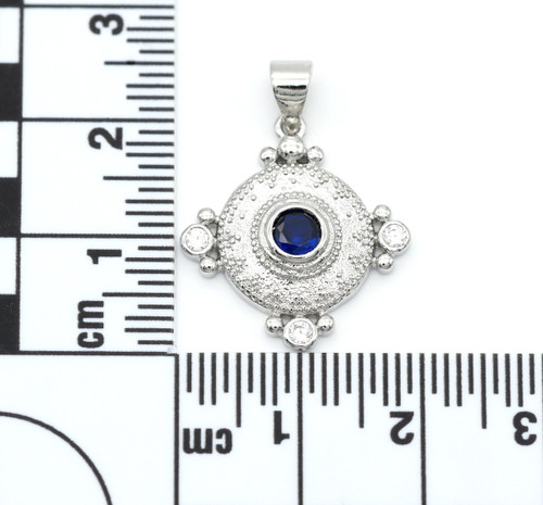 21x19mm Platinum-Plated Brass & Cubic Zirconia Shied Pendant