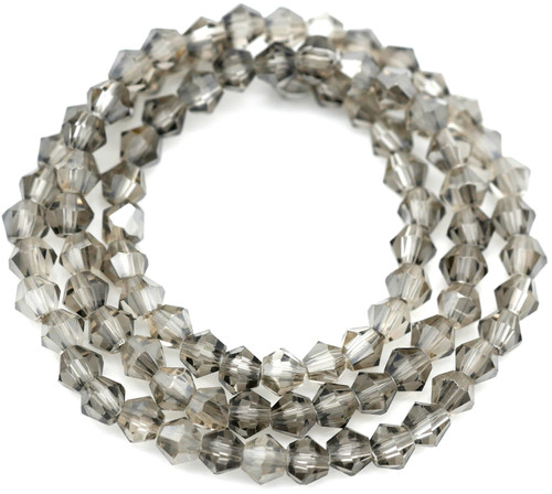 Approx. 13" Strand 4mm Crystal Faceted Bicone Beads, Crystal Silver Shade