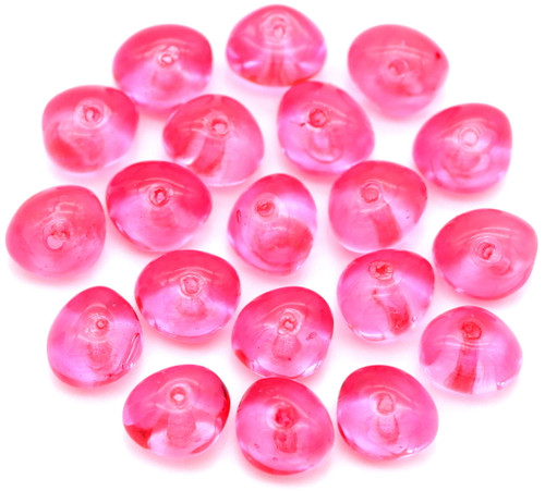 20pc 6x8mm Czech Pressed Glass Triangle Nugget Beads, Transparent Rose