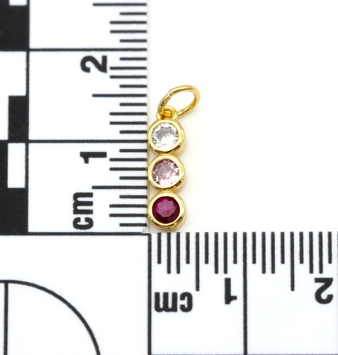 2pc 13x4mm 18k Gold-Plated Brass Cubic Zirconia Drops, Red-Pink-Crystal