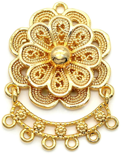 25x20mm 18k Gold-Plated Brass Filigree Flower Chandelier