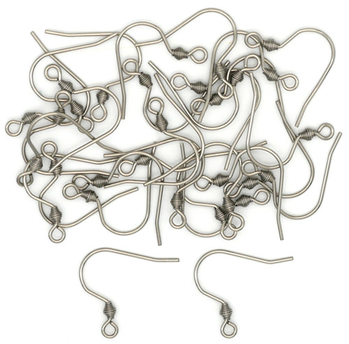 30pc 14x15mm Stainless Steel Fishhook Earwires w/Coiled Bicone