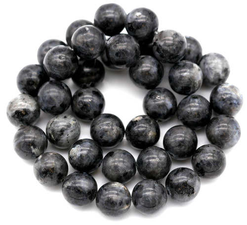 Approx. 14.5" Strand 10mm Larvikite (Black Labradorite) Round Beads