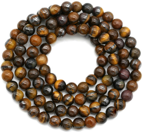 Approx. 14.5" Strand 4mm Tigereye Round Beads