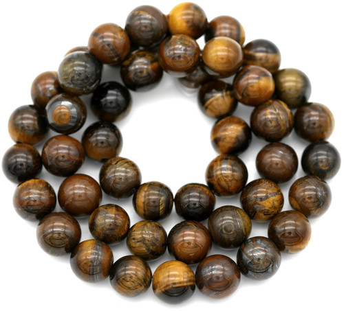 Approx. 14.5" Strand 8mm Tigereye Round Beads 