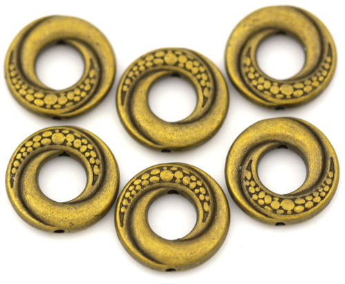 6pc 15x4mm Swirled Donut Bead Frame, Antique Bronze