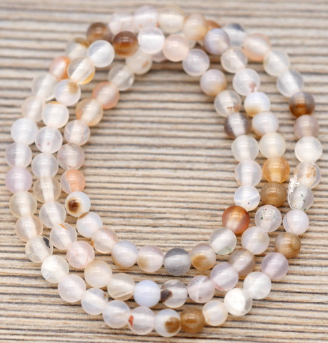 Approx. 14.5" Strand 4mm Natural Agate Round Beads