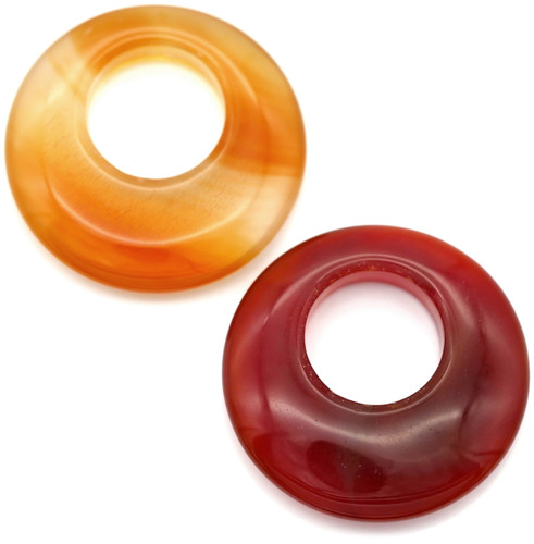 2pc 28mm Carnelian (Dyed/Heated) Go-Go Donut Pendants