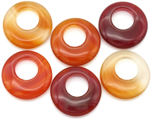 2pc 28mm Carnelian (Dyed/Heated) Go-Go Donut Pendants
