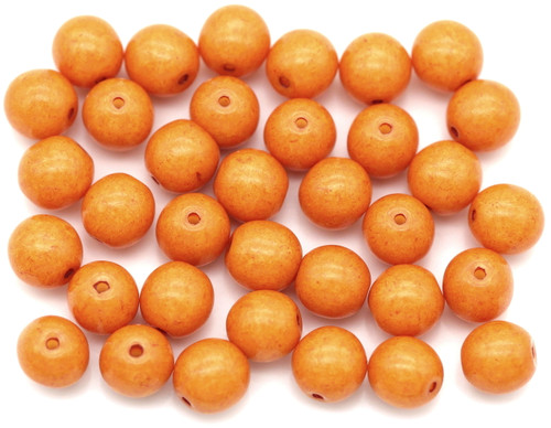 10-Gram Bag (Approx. 34pcs) 6mm Czech Pressed Glass Round Beads, Harvest Orange