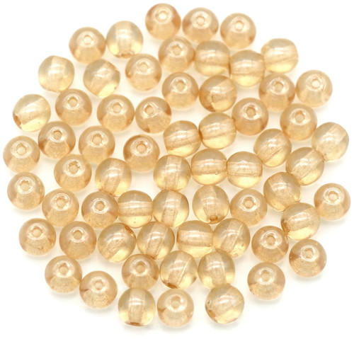 5-Gram Bag (About 50+ Pcs) 4mm Czech Pressed Glass Druk Round Beads, Crystal w/Champagne Luster