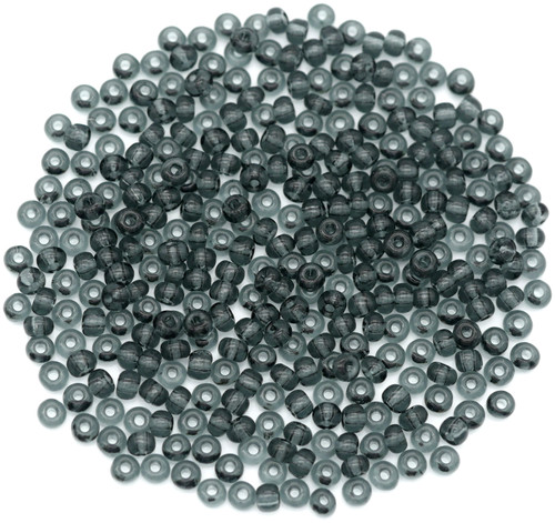 Approx. 20-Gram Bag of Size 6/0 Czech Pressed Glass Druk Round Beads, Transparent Black Diamond