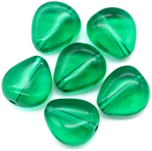 6pc 12x11mm Czech Pressed Glass Chunky Triangle Beads, Transparent Teal