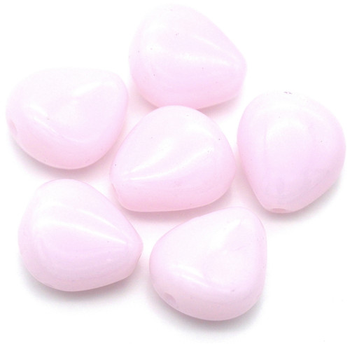 6pc 12x11mm Czech Pressed Glass Chunky Triangle Beads, Opaque Pale Rose