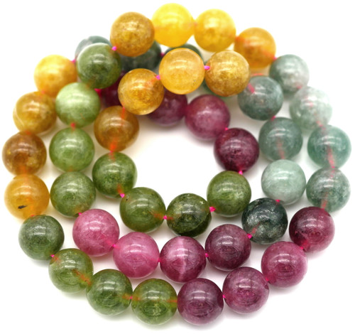 Approx. 15" Strand 8mm Quartz (Dyed) Round Beads, Tourmaline Colors