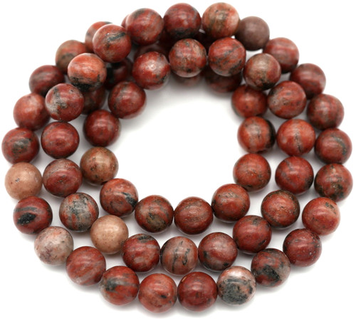 Approx. 15" Strand 6mm Red Sesame Jasper Round Beads