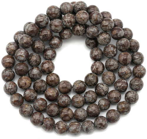 Approx. 15" Strand 4mm Brown Snowflake Obsidian Round Beads