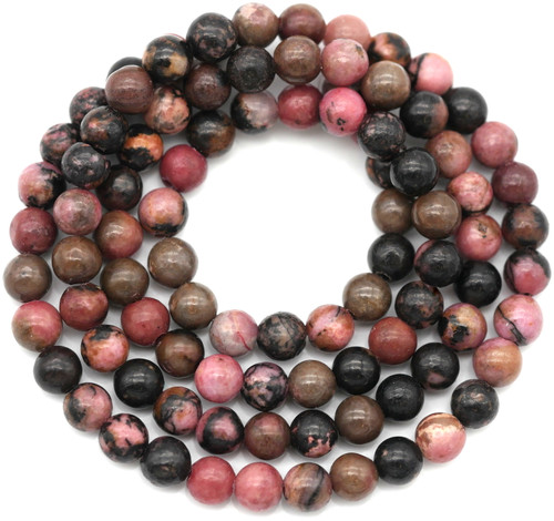 Approx. 15" Strand 4mm Rhodonite R0und Beads