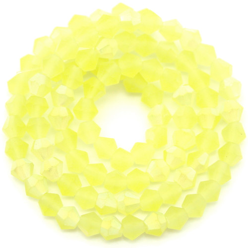 Approx. 13" Strand - 4mm Crystal Faceted Bicone Beads, Matte Lemon Chiffon AB