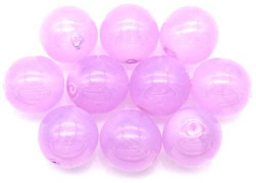 10pc 10mm Czech Pressed Glass Druk Round Beads, Crystal w/Lilac Opal Coat