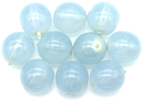 10pc 10mm Czech Pressed Glass Druk Round Beads, Crystal w/Pale Blue Coat (CLOSEOUT- PLEASE READ)