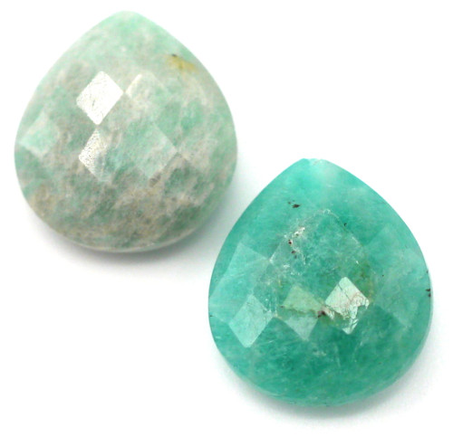 2pc 18x16mm Amazonite Half-Drilled Faceted Teardrops