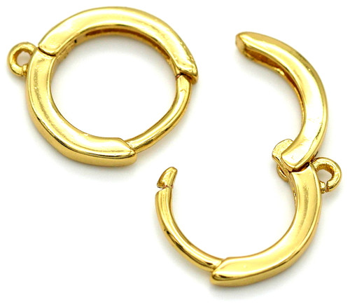 1 Pair 11x10mm 18k Gold-Plated Brass Nickel-Free Hoop Earring Findings