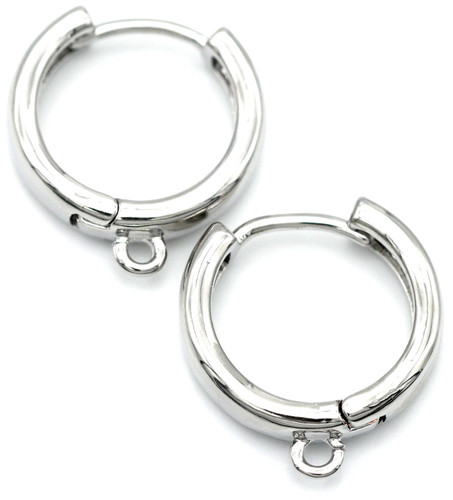 2pc (1 Pair) 17x15mm Platinum-Plated Brass Nickel-Free Earring Hoop Findings