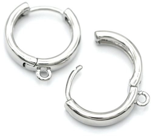 2pc (1 Pair) 17x15mm Platinum-Plated Brass Nickel-Free Earring Hoop Findings