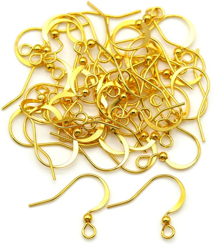 40pc 15mm Nickel-Free Brass French Hook Earwires, Gold