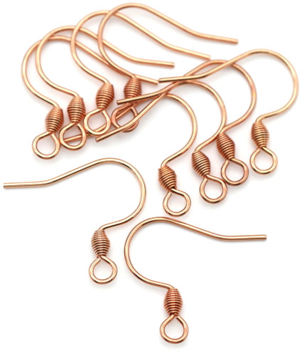 10pc 17x18mm Rose Gold-Plated Stainless Steel Fishhook Earwire w/Coiled Bicone