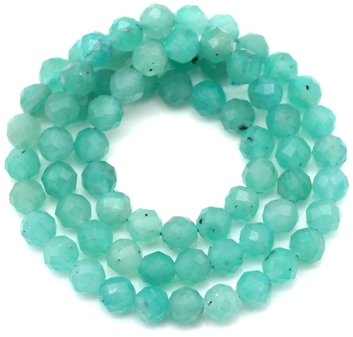 Approx. 15" Strand 6mm to 6.5mm Amazonite Faceted Round Beads