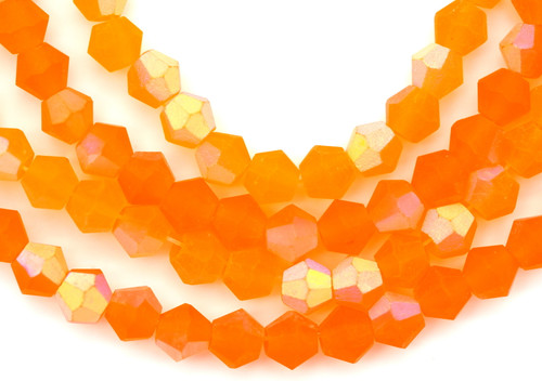 Approx. 13" Strand 4mm Crystal Faceted Bicone Beads, Matte Orange AB (Please See Photo for Variation)