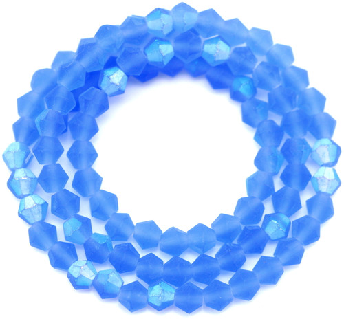 Approx. 13" Strand 4mm Crystal Faceted Bicone Beads, Light Sapphire AB