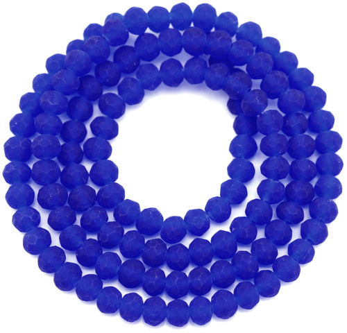 Approx. 16" Strand 4x3mm Crystal Faceted Rondelle Beads, Matte Dark Sapphire