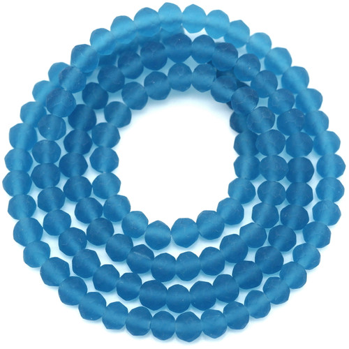 Approx. 16" Strand 4x3mm Crystal Faceted Rondelle Beads, Matte  Capri Blue