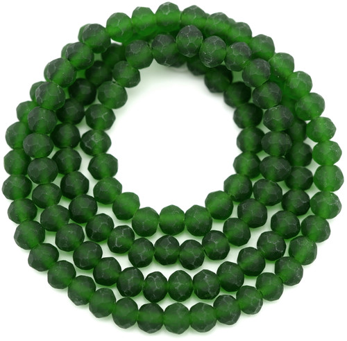 Approx. 16" Strand 4x3mm Crystal Faceted Rondelle Beads, Matte Evergreen