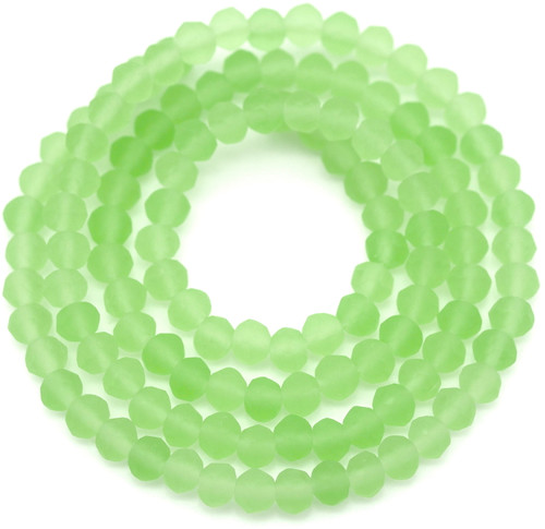 Approx. 16" Strand 4x3mm Crystal Faceted Rondelle Beads, Matte Peridot